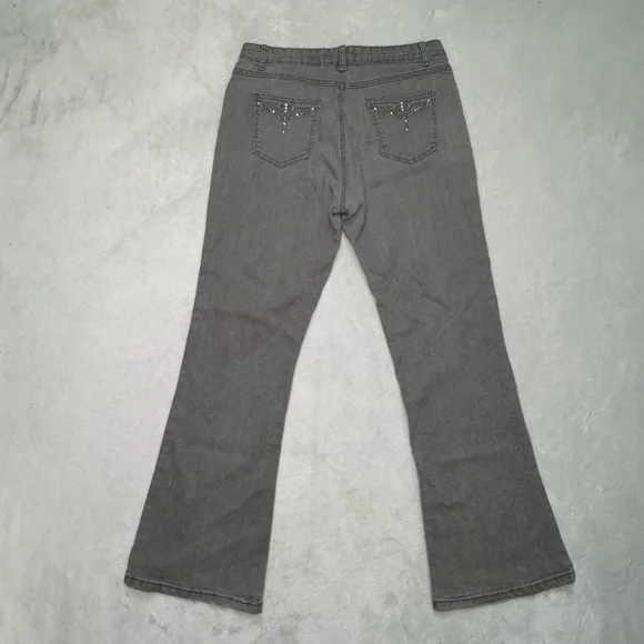 COS Y2K Gray Flared Jeans with Side Rhinestone Embellishments - Picture 5 of 9
